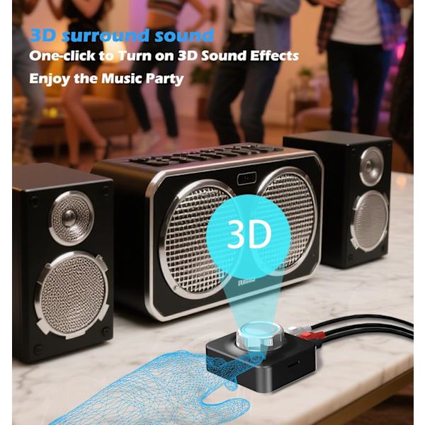 Hjemmestereo Bluetooth-mottaker, RCA Bluetooth-adapter for gamle mottakere med 3D-surroundlyd