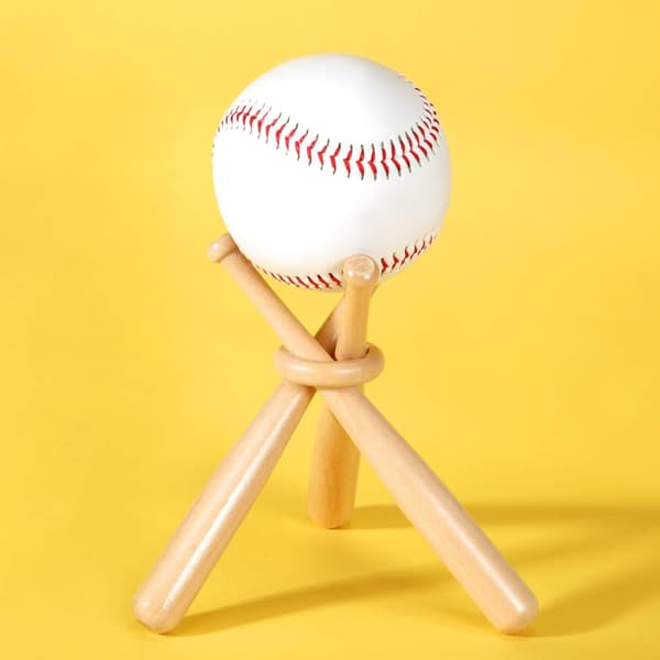 Baseboll displayställ, boll display, trä displaybord, solid rund träpinne, för basebollentusiaster (baseboll ingår ej)