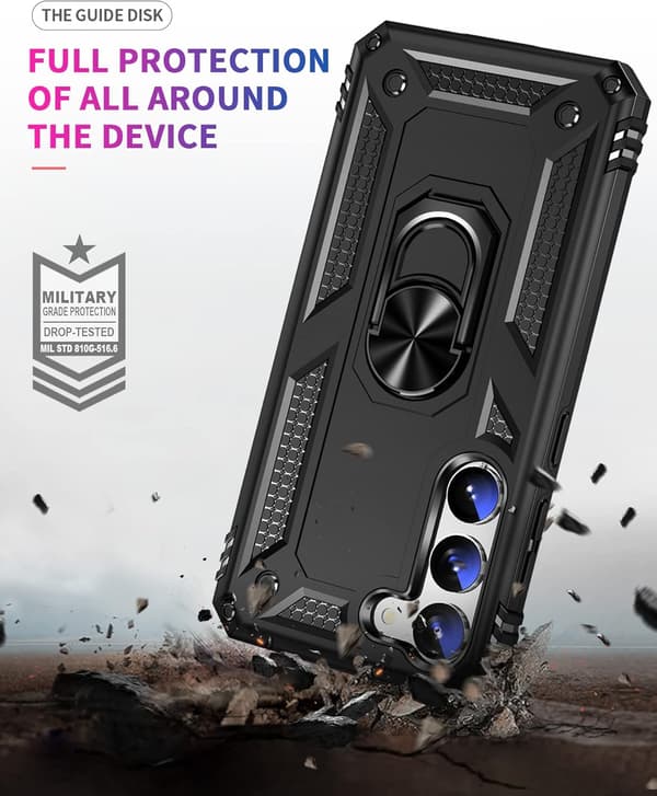 Samsung Galaxy S23 cover med en metalring - Sort