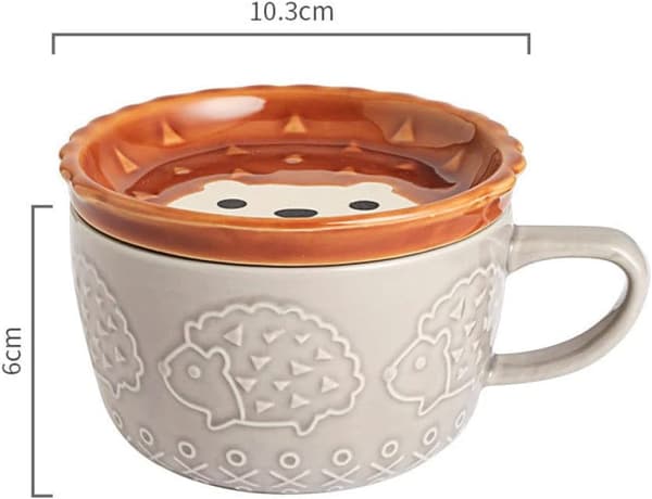 Keramisk kaffekop og underkop med tegneseriedyr, kaffekop til eftermiddagste, 300 ml