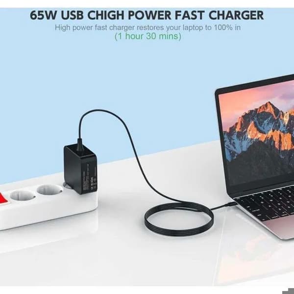 Enowelir 65W USB-C Oplader / Strømadapter – Høj Kvalitet, Kompatibel med Bærbare Computere og Tablets