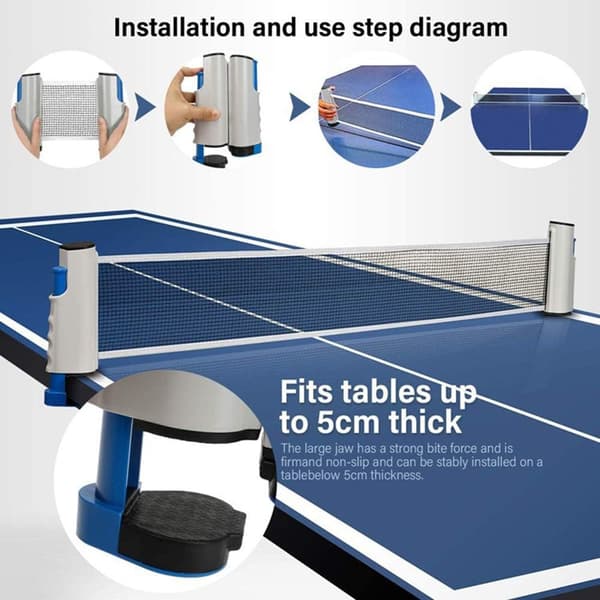 Justerbart uttrekkbart bordtennisnett Blue Grey