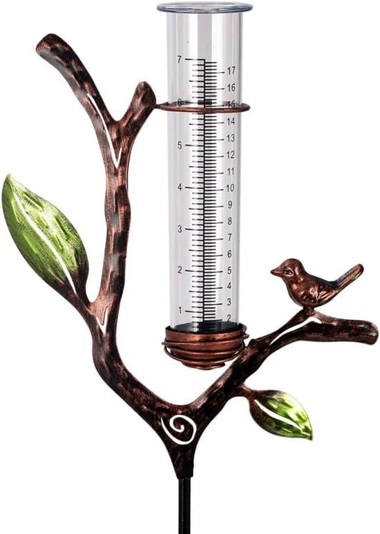 Udendørs regnmåler – Mål nedbør – Havevedligeholdelse – Dekorativ gren – 71 cm høj – Metal