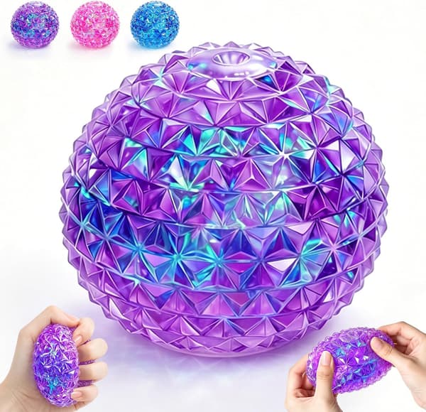 Squishy 2,2 tums diamantklämbollar Super Solid Squeeze Globbles Långsamt stigande Squishy, roliga Squishies för stresslindring, födelsedagspresenter fest (violett)