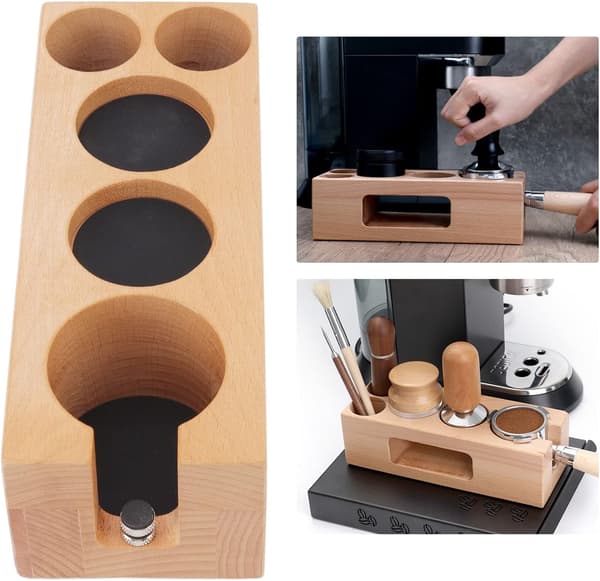 Kaffetamperhållare, Trä Halkfri Kaffetamper Espresso Station för Café Hem