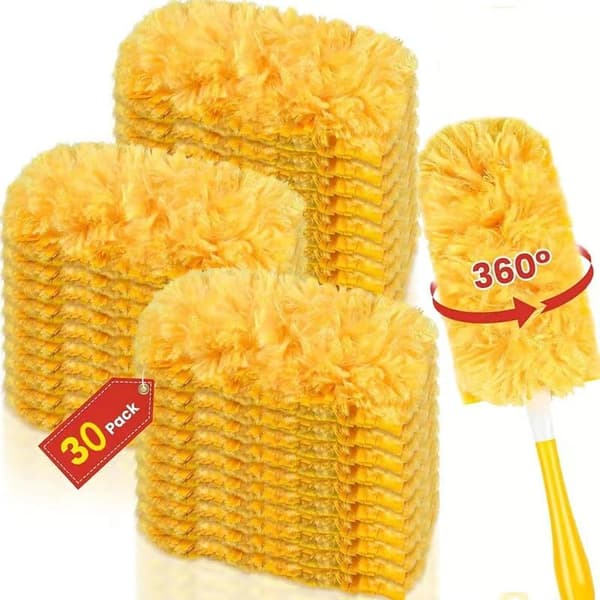 360° Duster Refills Kit, 30 Duster Refills & 1 Handle, Multi-Surface Microfiber Dusters for Pet Hair, Furniture, Blinds, Home & Office Cleaning