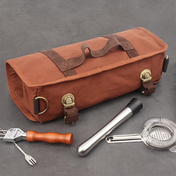 Canvas Cocktail Tool Storage Bag – Portabel Bartender Rollväska för Resor, Camping, Utomhusfester (Inga Verktyg Ingår)