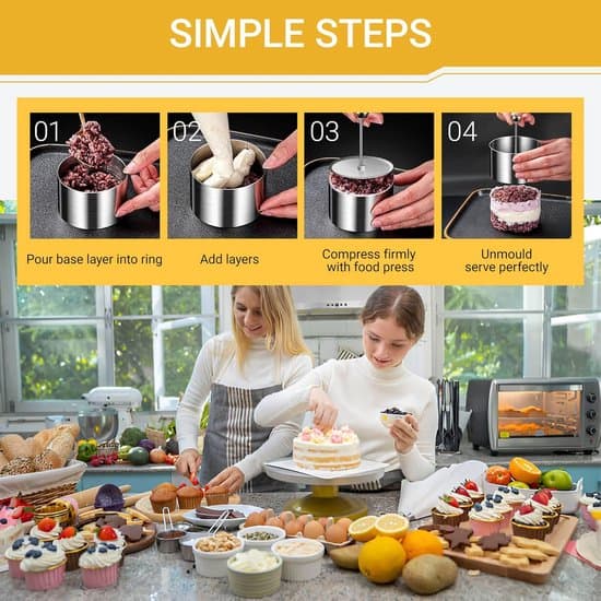 Kraftige stålringer – For lagdelte desserter – Sett med 10 – Rustfritt stål – 8 cm