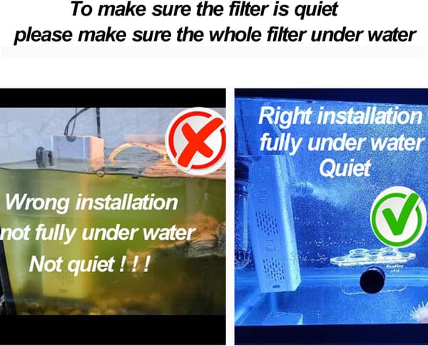 Ultra Stille Akvariumfilter 4-i-1 Internt Akvariumfilter, 500-1800L/H Dykpumpe Multifunktionel Filter Vandpumpe til Betta