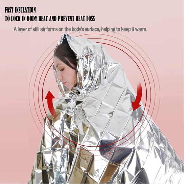 4-pack Mylar Nödfiltar - Vattentät Vindtät Överlevnadsutrustning för Camping, Vandring & Maraton - Behåller 95% Kroppsvärme, Rivtålig,