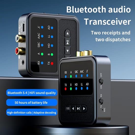Lydadapter - Sender/Mottaker - Trådløs Musikkstrømming - Bluetooth 5.4 - 20-Meters Rekkevidde - Svart
