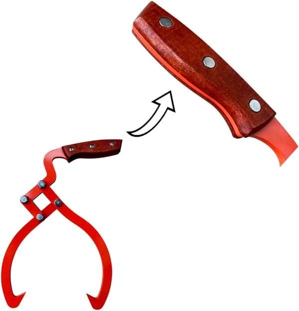 Tømmerklo med trehåndtak, 2 klør, sklisikkert grep, verktøy for løfting, håndtering, sleping og bæring av tømmer (30 cm)
