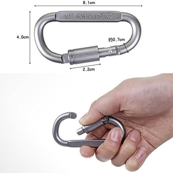 Premium Aluminium D-Ring Låskarbinhakar (6-pack) - Lätta & Slitstarka för Vandring, Camping, Nyckelringar, Hundkoppel & Mer - EJ för Klättring