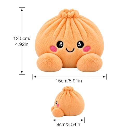 Jättestor dumplingkudde söt plysch fylld ångad bulle kudde heminredning 01-orange One Size 01-orange