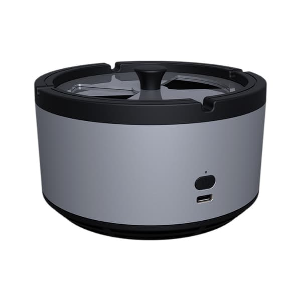 Smart Sensor Røgfrit Askebæger med Indbygget Ventilator, USB Genopladeligt Røg- og Lugtreducerende Askebæger til Bil, Hjem eller Kontor (Grå)