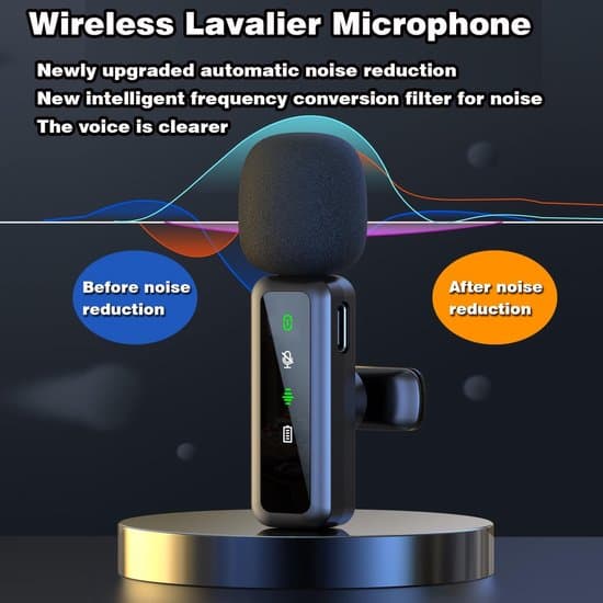 Trådløs Lavalier Mikrofon - 3-i-1 Mikrofon - Mini Lavalier Mikrofon med Demp/Romklang/Støyreduserende Funksjon - Egnet for iOS, Android-telefoner