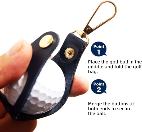 4 st lädergolfbollhållare, 1-pack skyddande bärbar påse med spänne för golfbag/bälte