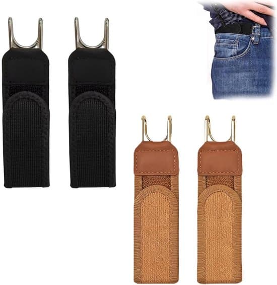 4 Stykker - Spændeløst Bælte - Elastisk Komfortbælte - 3,8 cm bredt - Brun, Sort - Strækbart Buksebælte - Usynlig Strækbar Talje - Til Jeans