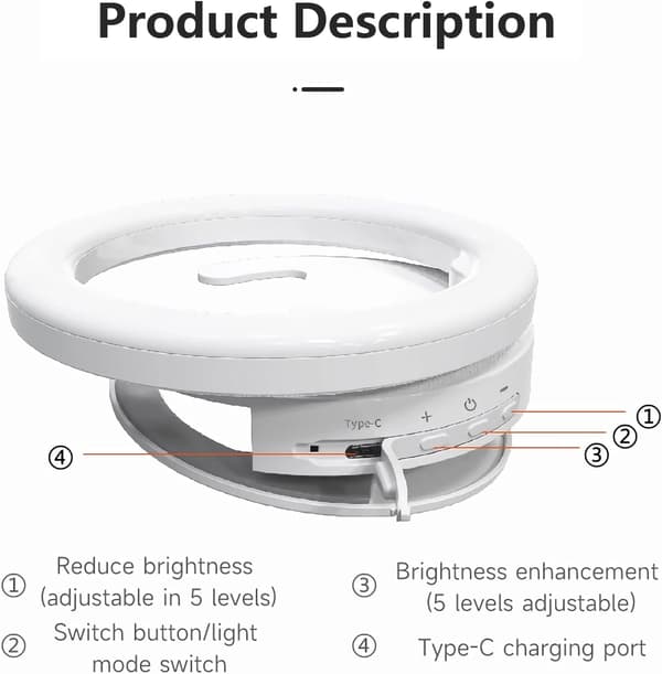 Ring Light til bærbar computer, videokonferencebelysningssæt til Zoom-møder, 500mAh batteridrevet bærbart ringlys, 3 farvetilstande 3000K-7000K dæmpbar