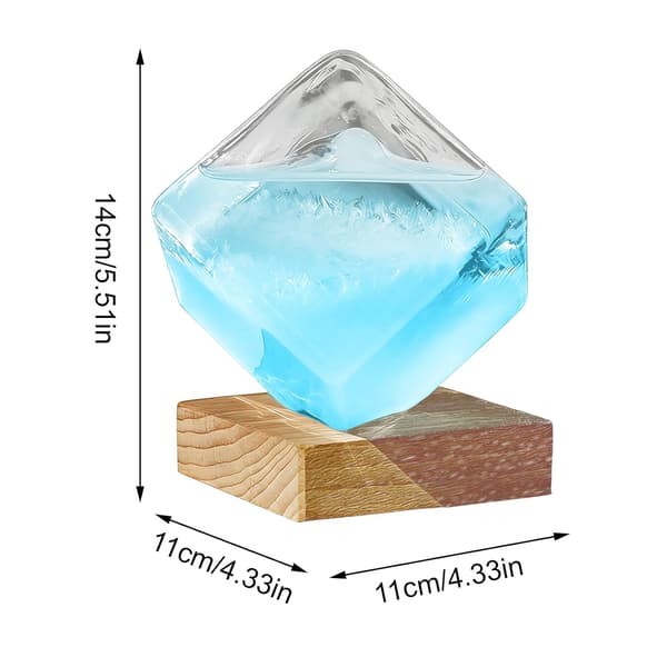 Stormglas väderprognos, 3D kub väderprognos med bas, glasbarometer heminredning