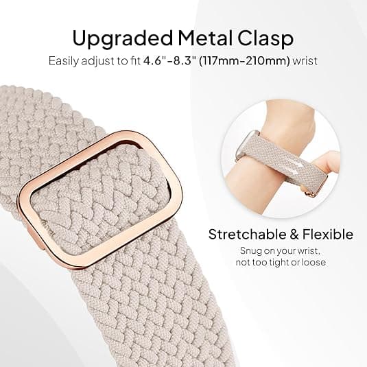 Flätad stretchig Solo Loop kompatibel med Apple Watch Band 44mm 45mm 46mm 49mm för kvinnor män Nylon elastiska remmar armband för