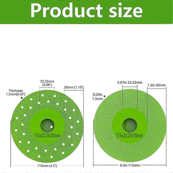 4,5 tommer 115 mm diamantslibeskive 6-pak til fliser, keramik og marmor Grön