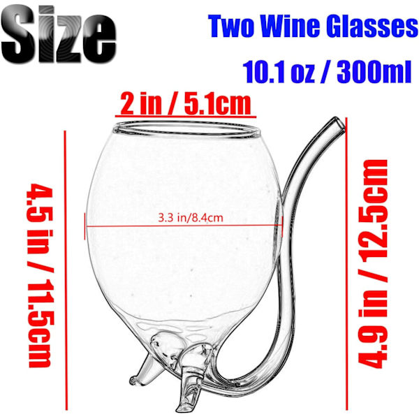 2-pack vampyrformade vinglas 10oz sugrör rödvinsglas 300ml