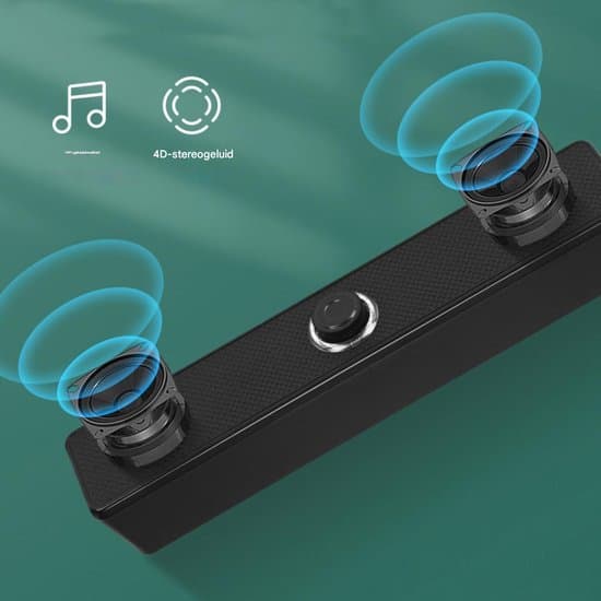 Højttaler - USB Soundbar - Kablet Controller - Til Computer - Stereolyd - Til Arbejde & Gaming - Ingen Bluetooth - Sort - Lang Format - 1 Styk