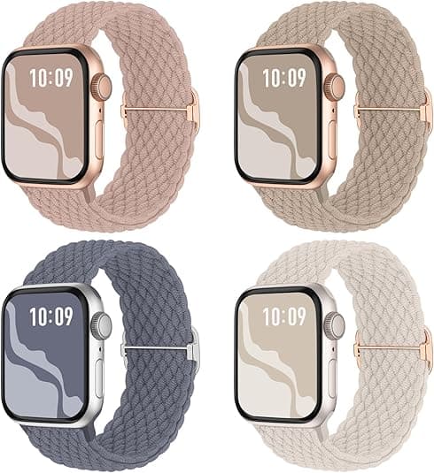 Flettet elastisk Solo Loop-kompatibel for Apple Watch-rem 44mm 45mm 46mm 49mm for kvinner menn Nylon elastiske stropper armbånd for