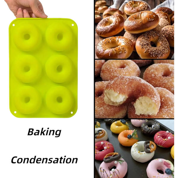 3 stk. Silikone donutforme, til donutbagning Grøn, Pink, Blå