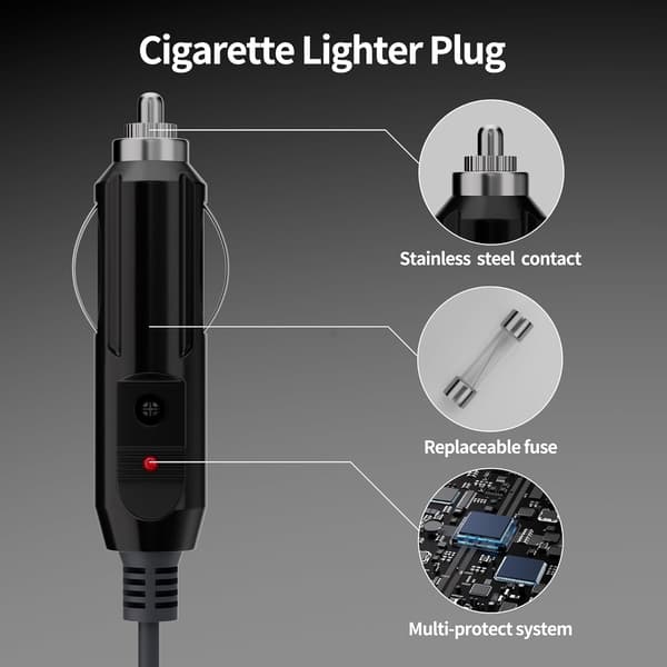 Kabelbiladapter, DC-strømkabel direkte til cigaret 12V-24V oplader, 3M strømkabel vandtæt DC han til cigarettænder Plug and Play