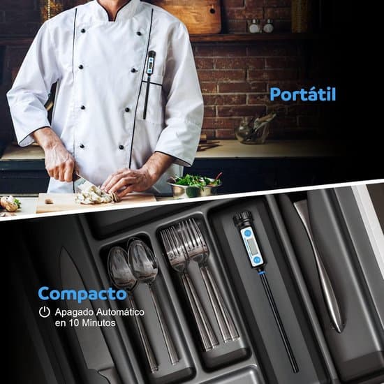Matlagningstermometer - Lång Digital Köketermometer med LCD-display för Mat - Kött - Olja - Mjölk - Vin - Grill - Varmt Vatten - Svart