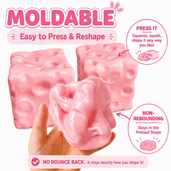 2-pack rosa ostklämleksak, mjuk formbar utan återfjädring, vaselinfylld ostfidgetleksak, sensorisk skrivbordsleksak, rolig nyhetspresent 2 Pack/Pink