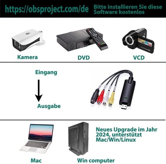 USB 2.0 Audio Video Grabber - Konverter - Analog til Digital - For VHS/VCR/TV til DVD - Kompatibel med Windows 11/10/8/7/Mac