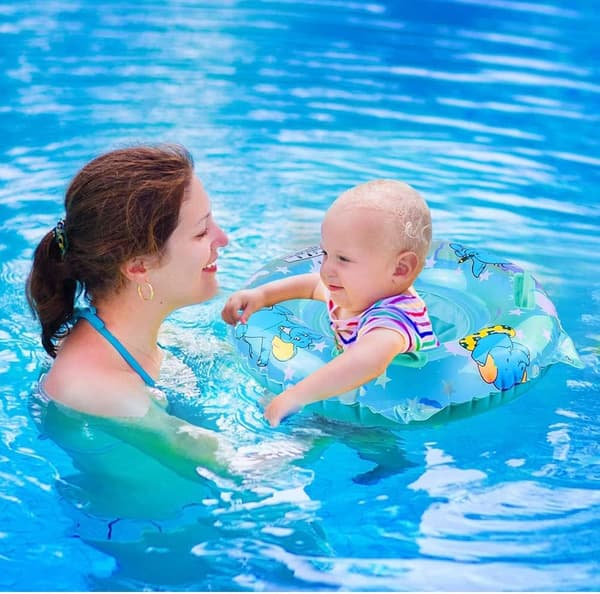 Babysimring, Babysimring Flytring Pool, Badkar Leksaker Pooltillbehör för Barn Småbarn, Uppblåsbar Simring med Flytsäte.