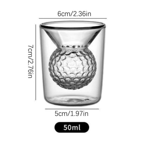Golfboll Dubbelväggat Shotglas, Nytt Whiskeyglas Set om 2, Klar