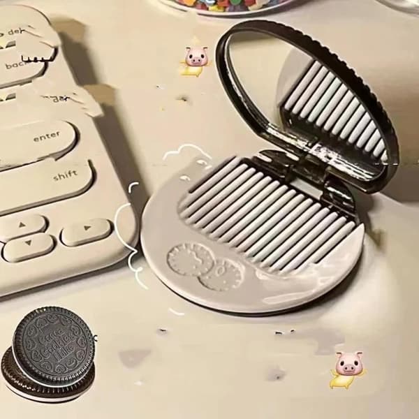 2-delt sæt med enkelt og bærbart makeup 2-i-1 mini makeupspejl 2 stk.