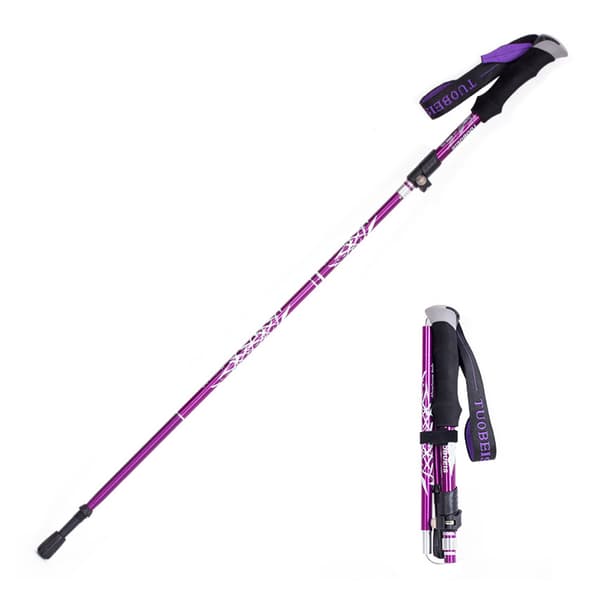 Foldbare ultralette vandrestave i aluminiumslegering, vandrestave, 2-pak Purple