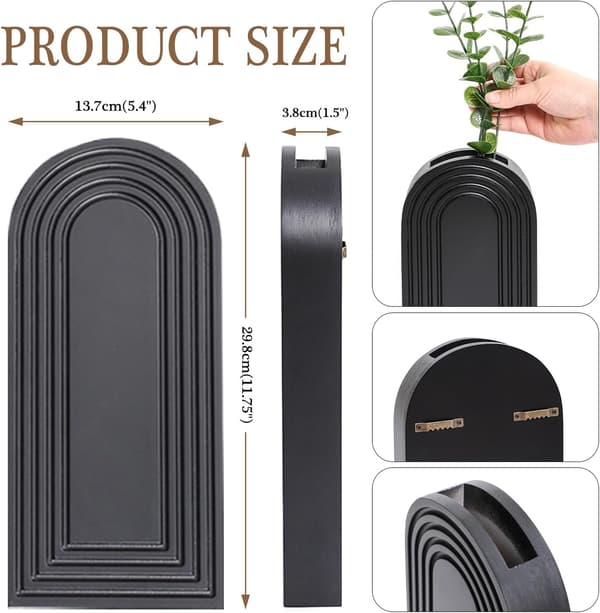 2-pack väggvaser i trä - brun finish modern bondgård och boho väggdekor för entré, hall, badrum, vardagsrum, matsal, smala utrymmen