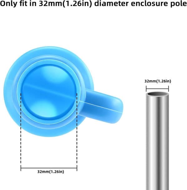 1,26\" Diameter Trampolin Indhegningsstanghætte til Netkrog, 6 Stykker, Blå, Passer Kun til 32 mm (1,26 tommer) Diameter Trampolinstang