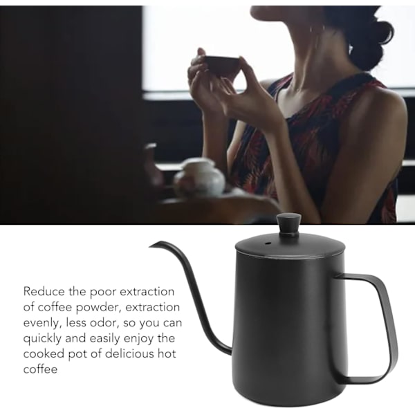 Kaffeoverkoker i rustfritt stål, 600 ml, svart