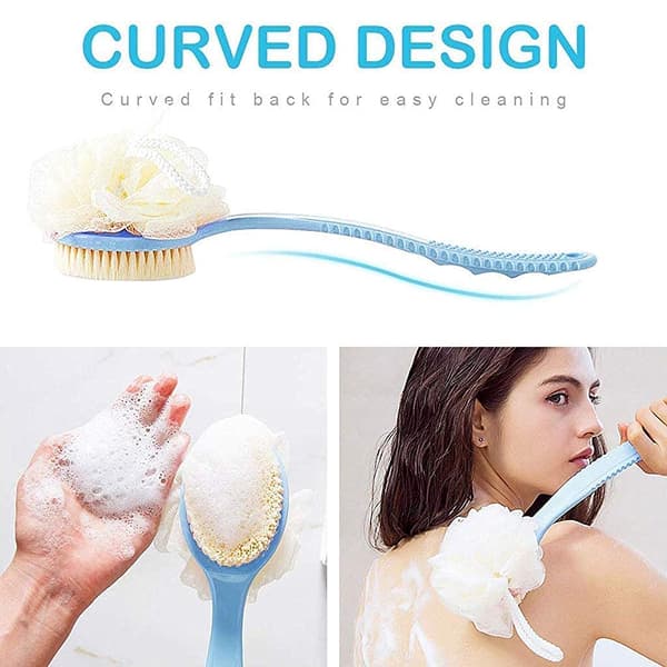 2 stk. Badebørste med bust og loofahs - Kroppsskrubber Dusjbørster med langt håndtak Eksfolierende rygg