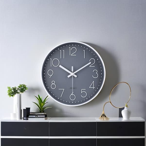 Väggklocka, 30 cm tyst, tickar inte, batteridriven rund väggklocka, med en modern, elegant och minimalistisk stil.