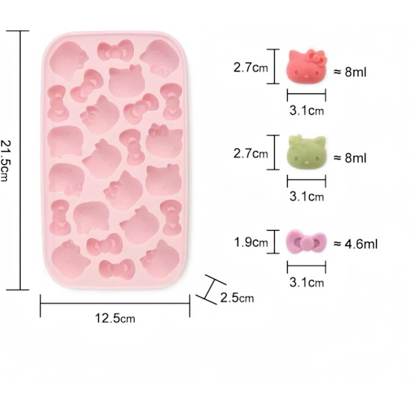 Søde Kat Silikoneforme til Gummies, Chokolade & Isklumper - 24-Huls Bageforme, Fødevaregodkendte Silikoneforme til DIY Desserter, Slik