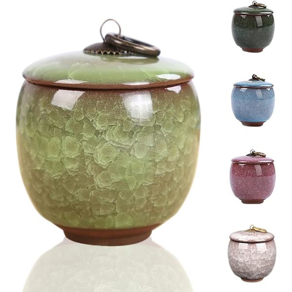 Mini keramisk urne, grøn, 170ml