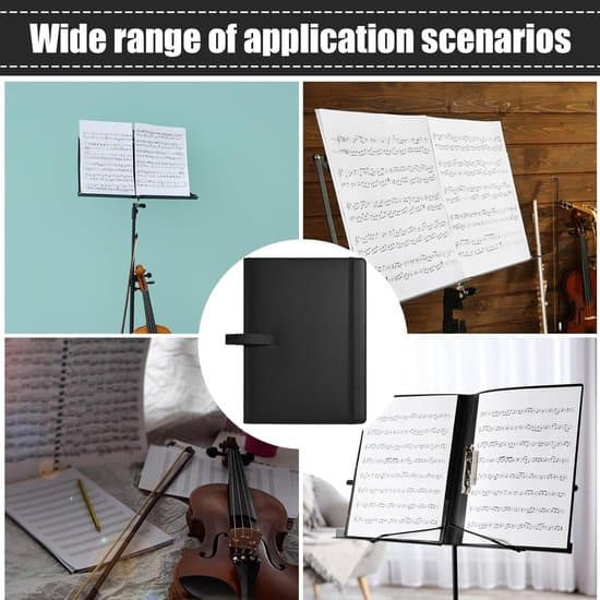 Musikmappe - Kormappe - A4 Størrelse - PU Materiale - Nodeholder - Håndrem - Talers Mappe - 200-arks Kapacitet - Dokumenter - Papir - Kunstværk