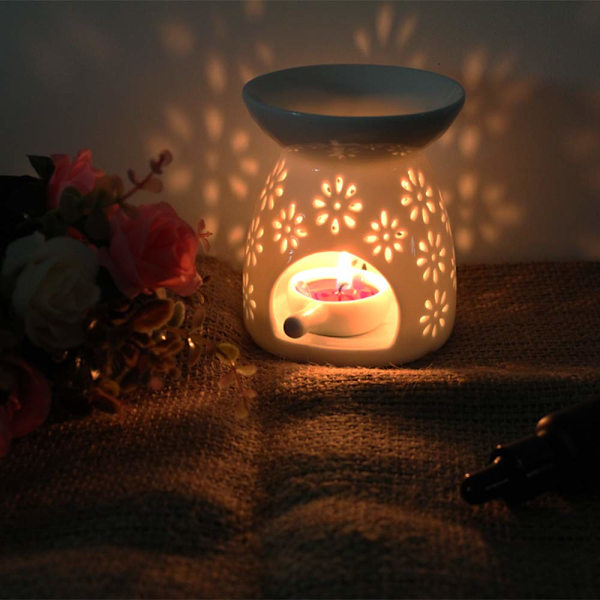 Keramisk Diffuser/Eterisk Olje Diffuser med Telys Keramisk Oljediffuser/Eterisk Oljebrenner/Aromadiffuser for Hjem, Kontor og Toaletter