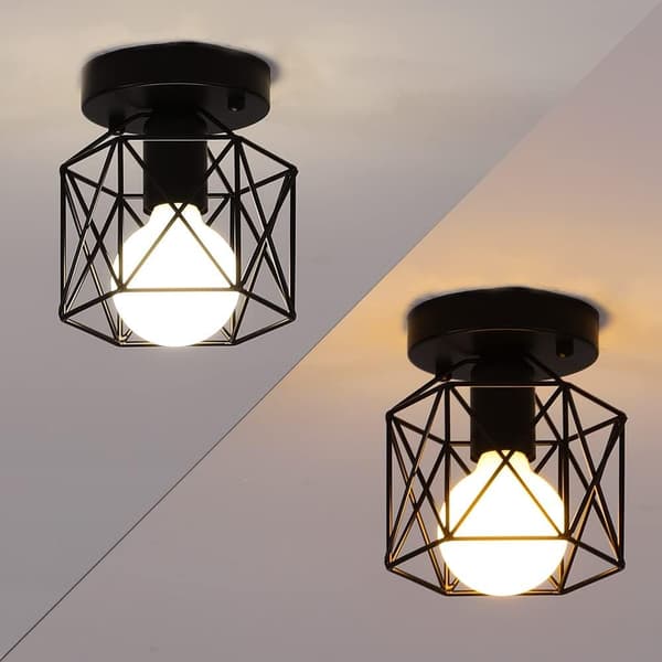 Industrielle loftlamper til gangen, rustikke sorte enkeltlamper til køkken, trappeopgang, veranda, bondehusbelysning, 2 stk., E26