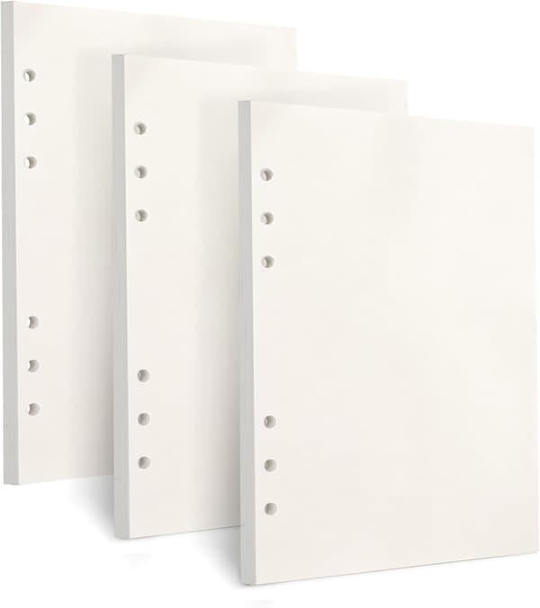A5-påfyllningspapper, 3 förpackningar med 100GSM tjockt påfyllningsbart papper, 6-håls påfyllningsremsor, löst bladpapper, 180 ark (360 sidor) för pärm, dagbok