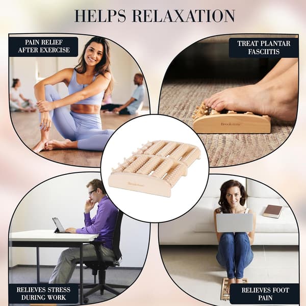 Fotmassage Roller för Lindring av Plantar Fasciit - Trämassage Roller för Fothälsa Stimulerar Reflexer